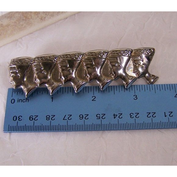 Nefertiti Hair Clip Barrette Silver Tone Signed Philips - Picture 2 of 4